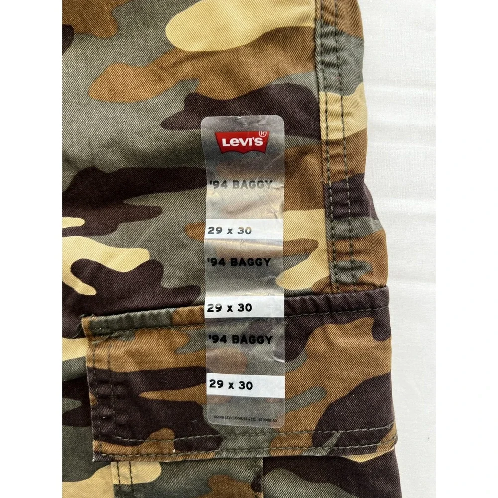 Levis 94 Baggy Cargo Pants Mens 29x30 Camo Green‎ Brown Relaxed Fit Utility Army